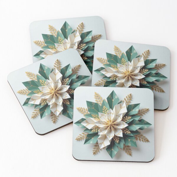 Item preview, Paper Blossom Elegance – Geometric poetry & golden details in a handmade winter decoration designed and sold by FotoworldEdel.