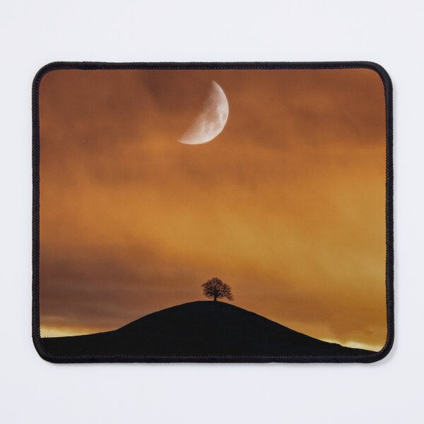 Item preview, Half Moon In Sunset Sky Silhouette Photographic Print designed and sold by Mother-Nature65.