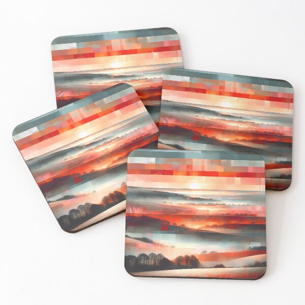 Item preview, Winter Tapestry Over the South Downs | Misty Sunrise Landscape Art designed and sold by Stoneflower-Art.