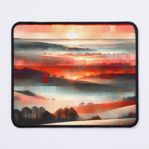 Item preview, Winter Tapestry Over the South Downs | Misty Sunrise Landscape Art designed and sold by Stoneflower-Art.