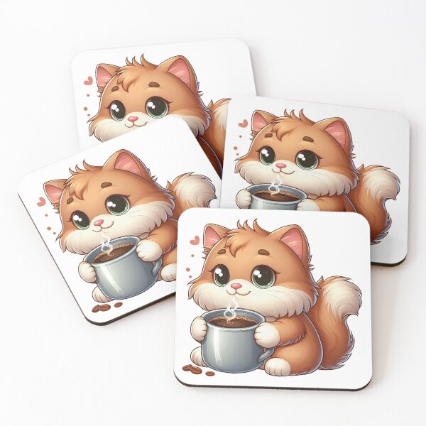 Item preview, Cute Kitten With Latte – Sweet Coffee Cat Art – Cozy Kawaii Illustration designed and sold by Lulunza.