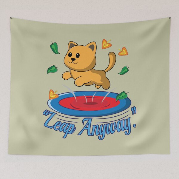 Item preview, Leap of courage / cute cat jumping on a trampoline . designed and sold by Cheerist .