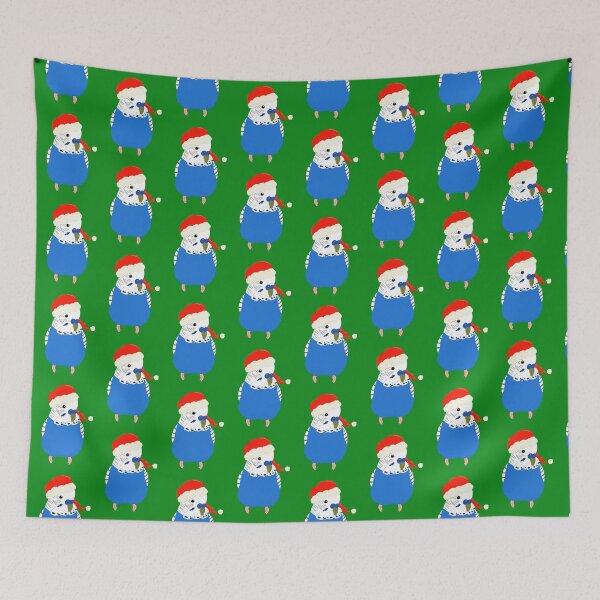 Item preview, Cute Budgie in a Santa Hat Blue Version designed and sold by TiffinByLK.