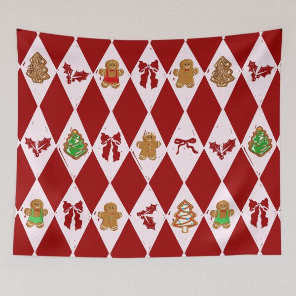 Item preview, Red Harlequin Gingerbreadman Coquette Pattern designed and sold by MaiZephyr.