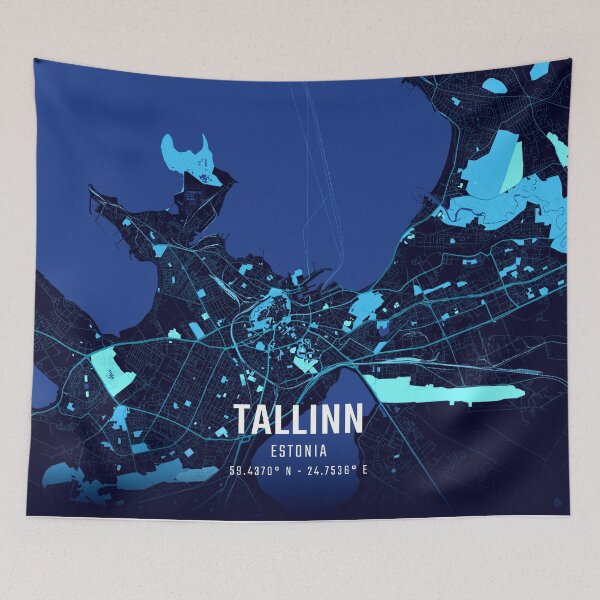 Item preview, Tallinn Midnight City Map designed and sold by HomeLivingCo.