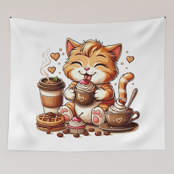 Item preview, Adorable Coffee Cat – Kawaii Cozy Kitty – Cute Cat Holding Coffee Mug designed and sold by Lulunza.