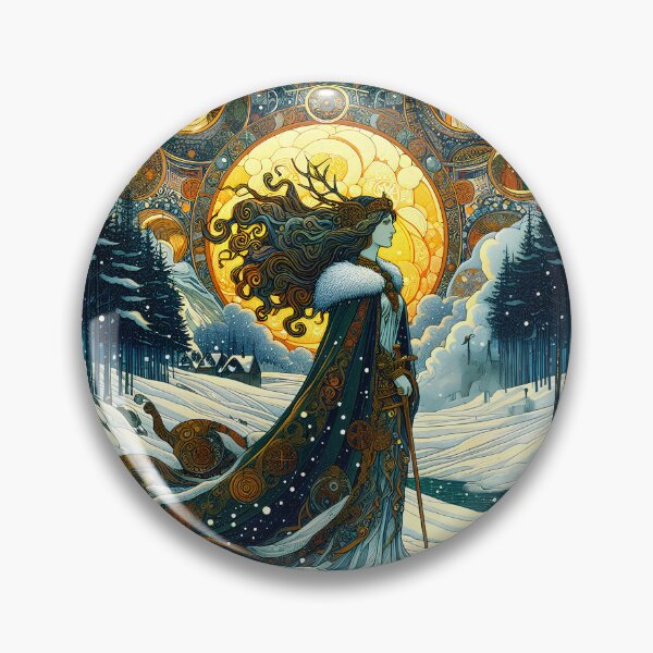 Item preview, Freya in Winter | Norse Goddess Art Nouveau Wall Art designed and sold by Stoneflower-Art.
