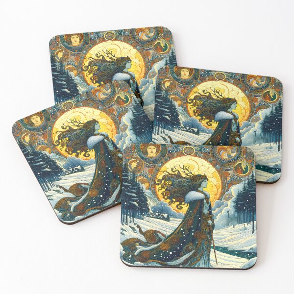 Item preview, Freya in Winter | Norse Goddess Art Nouveau Wall Art designed and sold by Stoneflower-Art.