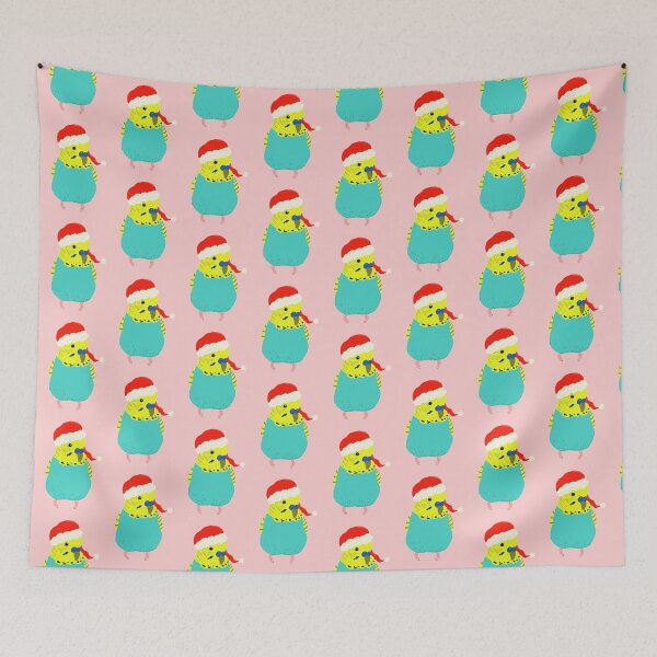 Item preview, Cute Budgie in a Santa Hat Pastel Version designed and sold by TiffinByLK.
