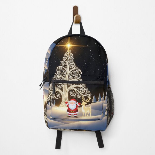 Item preview, Magical Glowing Christmas Tree with Santa and Reindeer – Enchanted Winter Night Scene designed and sold by PixelVibe782.