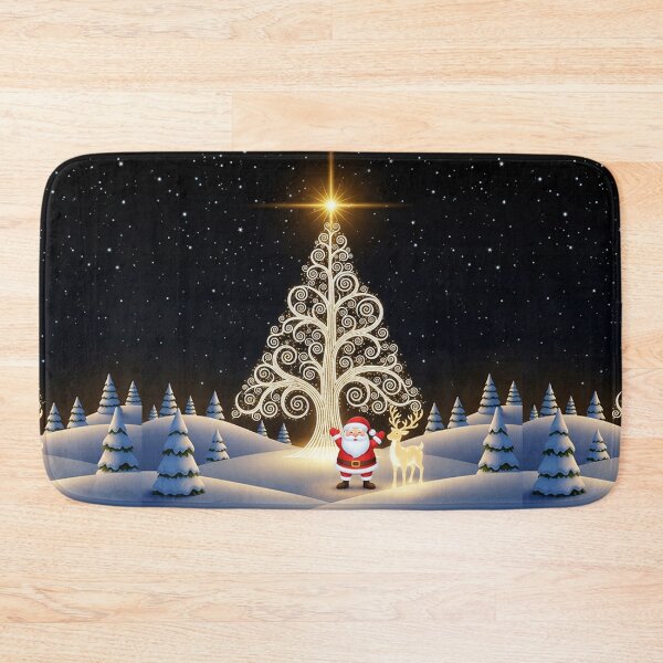 Item preview, Magical Glowing Christmas Tree with Santa and Reindeer – Enchanted Winter Night Scene designed and sold by PixelVibe782.