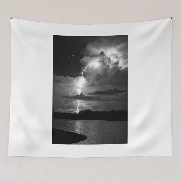 Item preview, Lightning Strike Black and White Photographic Print designed and sold by Mother-Nature65.