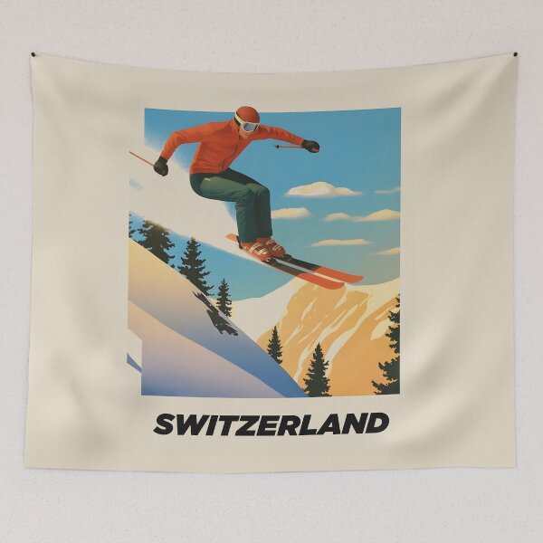 Item preview, Vintage Switzerland Ski Poster – Bold Alpine Style & Retro Adventure Vibes designed and sold by paulo silveira.