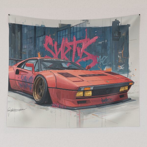 Item preview, Graffiti sports car three-quarter view designed and sold by PixelPack Design.