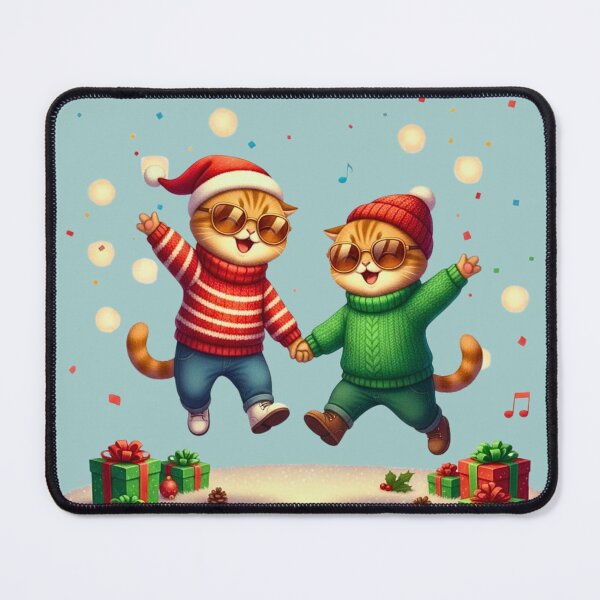 Item preview, Dancing Christmas Cats | Cool Kittens Jumping for Joy at Holiday Party designed and sold by E-SarnEdge.