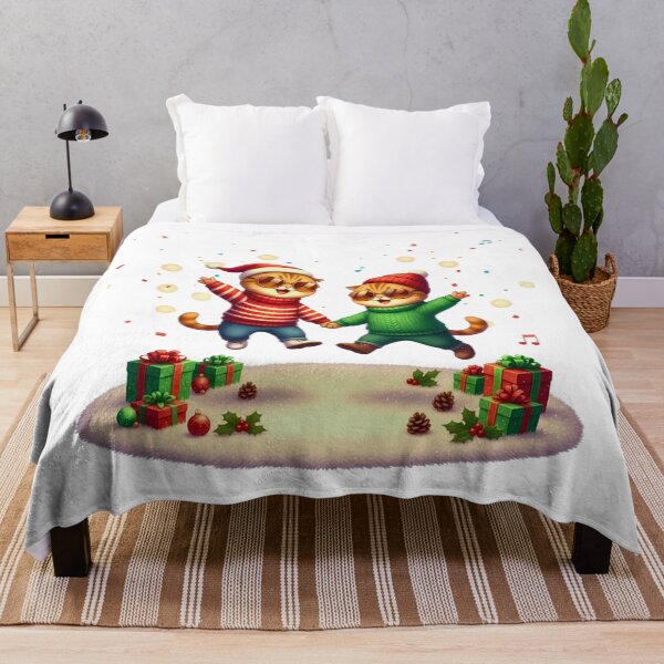 Item preview, Dancing Christmas Cats | Cool Kittens Jumping for Joy at Holiday Party designed and sold by E-SarnEdge.