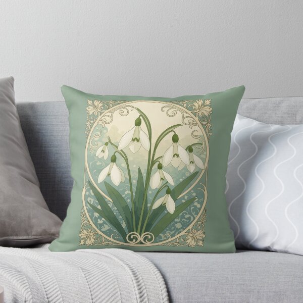 Item preview, January Birth Flower White Snowdrop Flowers Art Nouveau Style designed and sold by taiche.