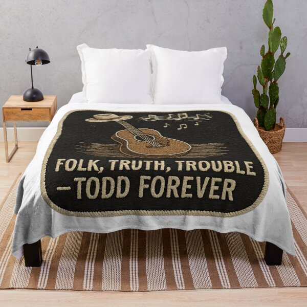 Item preview, Folk Truth Trouble Todd Forever – Vintage Americana Stitched Print Guitar Tribute Art designed and sold by Gurjeetpixelart.