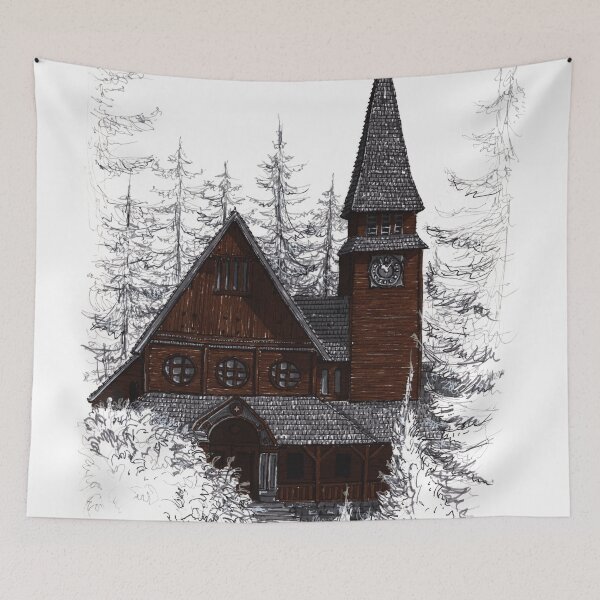 Item preview, Dark St. Christopher's Church in Winden illustratrion designed and sold by Adam Wróbel.