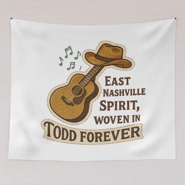 Item preview, East Nashville Spirit Woven In – Acoustic Guitar Embroidery Style Nashville Folk Artwork designed and sold by Gurjeetpixelart.