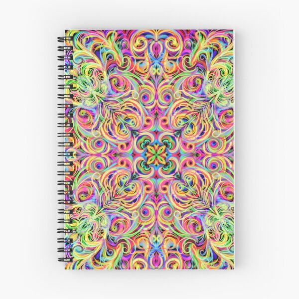 Item preview, Neon Psychedelic Swirls - Intricate Scrollwork Fractal Mandala designed and sold by Keltoi-art.