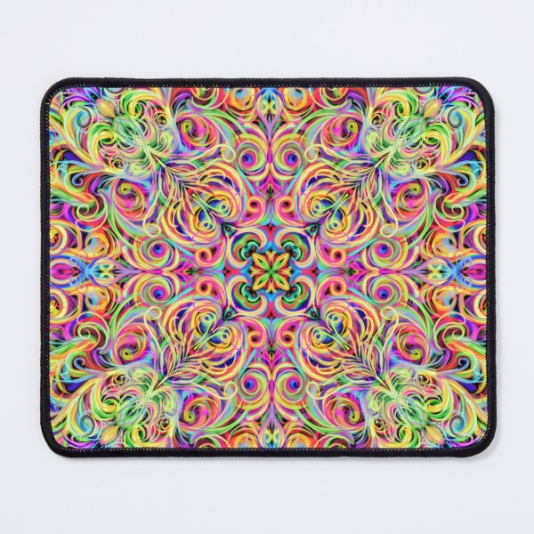 Item preview, Neon Psychedelic Swirls - Intricate Scrollwork Fractal Mandala designed and sold by Keltoi-art.