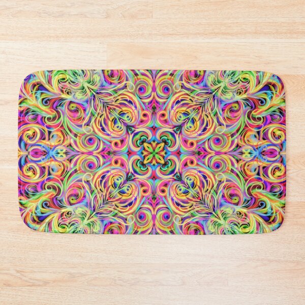 Item preview, Neon Psychedelic Swirls - Intricate Scrollwork Fractal Mandala designed and sold by Keltoi-art.