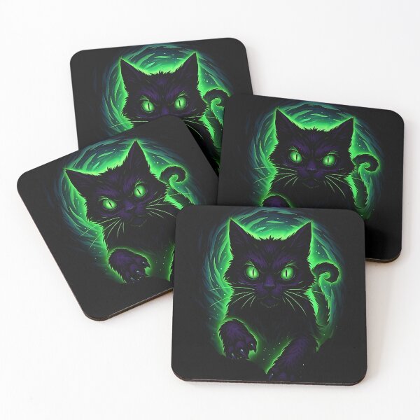 Item preview, Black Cat Aesthetic, Magical Cat Portal Art, Cute Spooky Cat Illustration designed and sold by khadija19art.