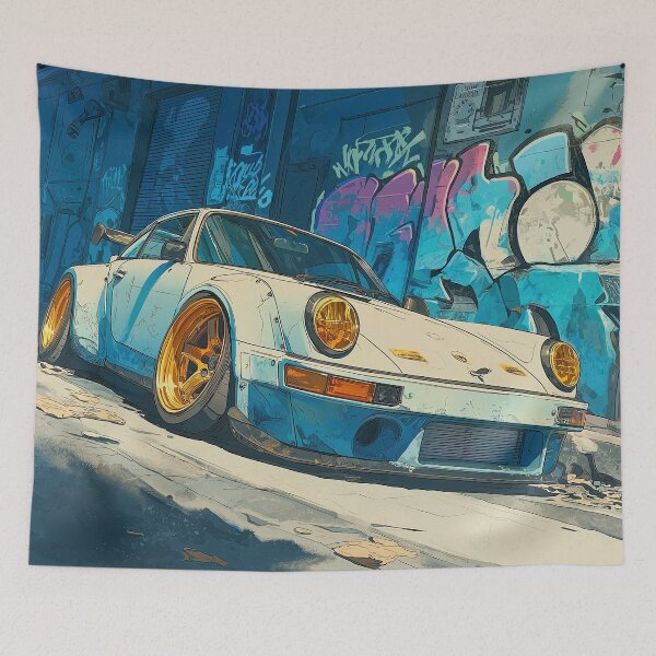 Item preview, Graffiti sports car three-quarter view designed and sold by PixelPack Design.