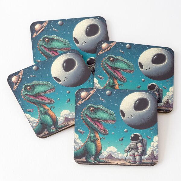Item preview, Funny Astronaut and Dinosaur in Space – Cute Sci-Fi Cartoon Art designed and sold by Dogandesighn.