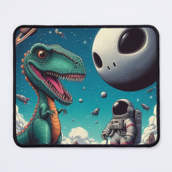 Item preview, Funny Astronaut and Dinosaur in Space – Cute Sci-Fi Cartoon Art designed and sold by Dogandesighn.