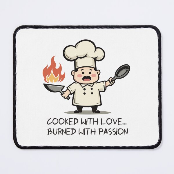 Item preview, Cooked with Love Burned with Passion – Funny Chef Cartoon Cooking T-Shirt designed and sold by Design-Pro-21.