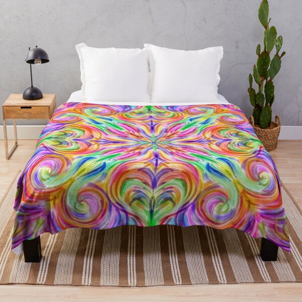 Item preview, Vibrant Liquid Swirls Mandala – Rainbow Fluid Digital Art designed and sold by Keltoi-art.
