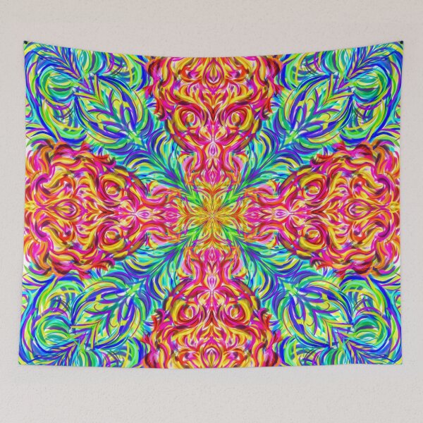 Item preview, Psychedelic Four-Lobe Mandala – Explosive Fluid Color Art designed and sold by Keltoi-art.