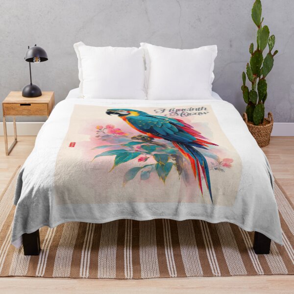 Item preview, Hyacinth Macaw in Bloom: Tropical Elegance Meets Watercolor Grace designed and sold by ForeverPrintsOK.