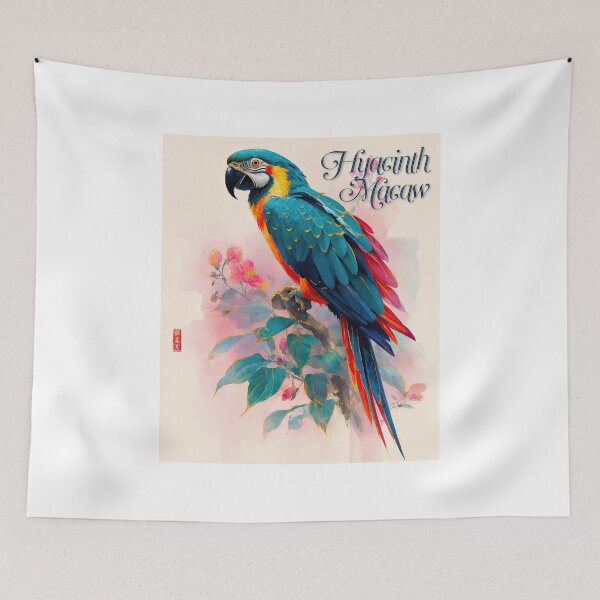 Item preview, Hyacinth Macaw in Bloom: Tropical Elegance Meets Watercolor Grace designed and sold by ForeverPrintsOK.