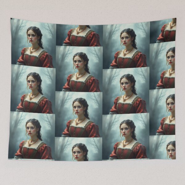 Item preview, Tudor Era Courtier woman in a beautiful period dress portrait art designed and sold by Vintage Designs +.