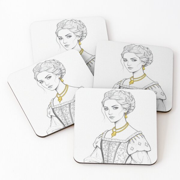 Item preview, Tudor Era Courtier woman in a beautiful period dress portrait art designed and sold by Vintage Designs +.