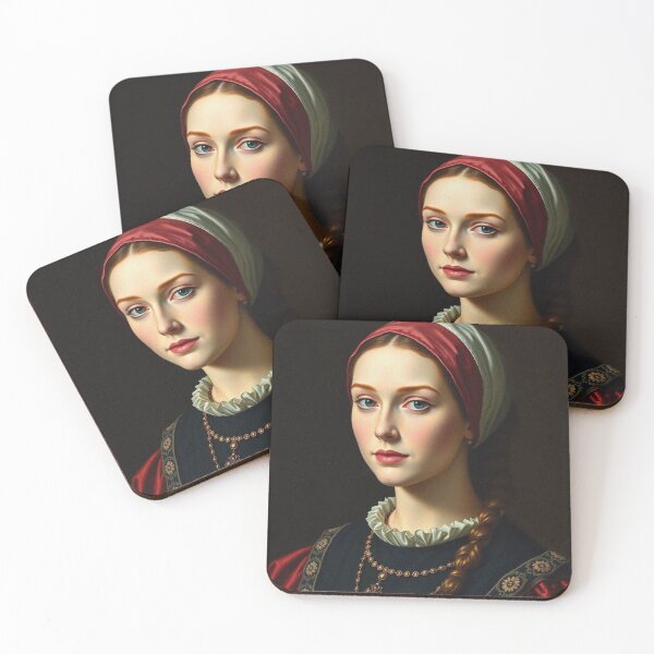 Item preview, Tudor Era Courtier woman in a beautiful period dress portrait art designed and sold by Vintage Designs +.