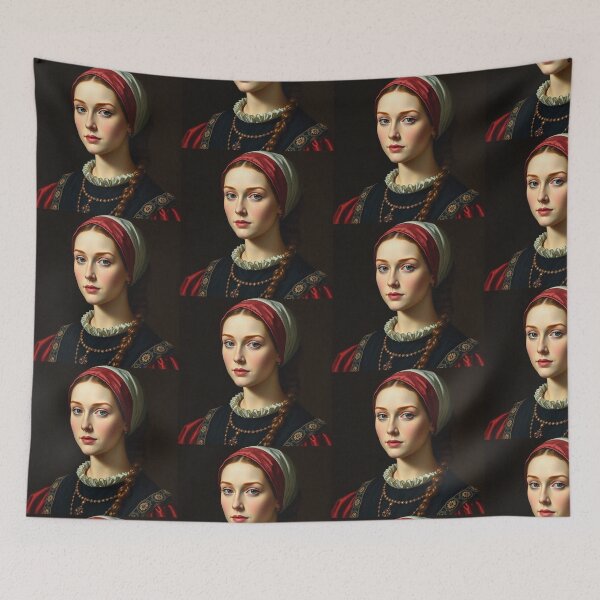 Item preview, Tudor Era Courtier woman in a beautiful period dress portrait art designed and sold by Vintage Designs +.
