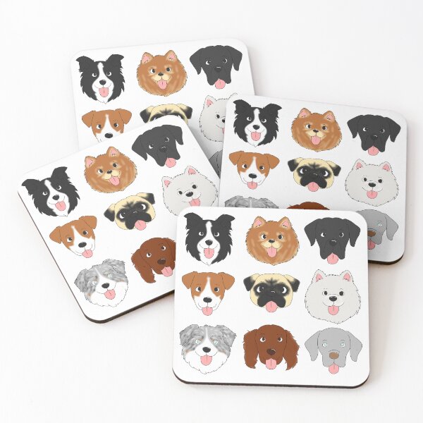 Item preview, Sticker Pack – 9 Dog Faces (Border Collie, Pomerania, Great Dane & More) designed and sold by Crack-in-Colors.