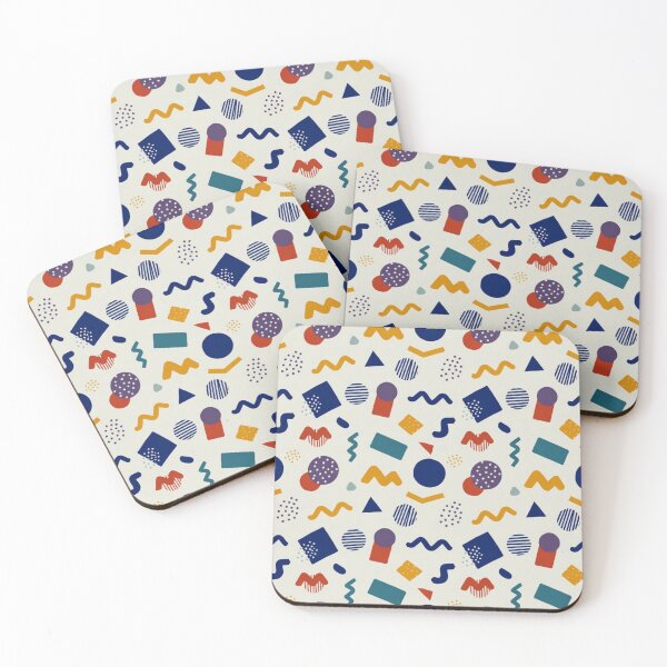 Artikelvorschau, Retro-Memphis-Muster – Geometrisches Konfetti-Muster im Stil der 80er und 90er Jahre, Marineblau & Creme entworfen und verkauft von GuffyGlowVault.