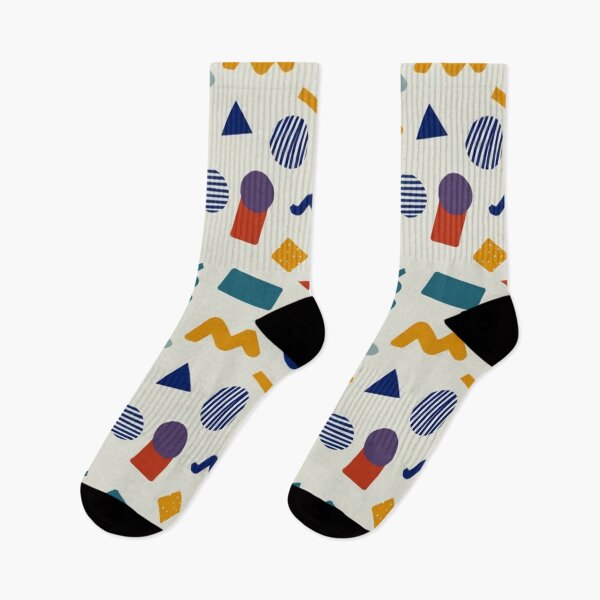 Artikelvorschau, Retro-Memphis-Muster – Geometrisches Konfetti-Muster im Stil der 80er und 90er Jahre, Marineblau & Creme entworfen und verkauft von GuffyGlowVault.
