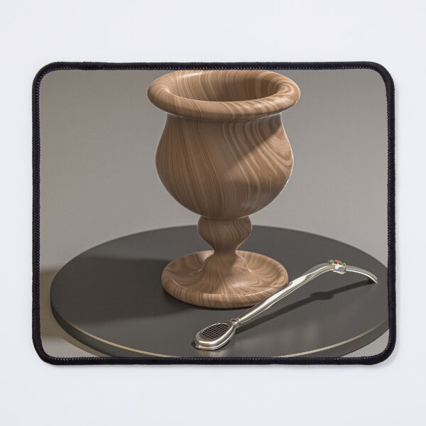 Aperçu de l'œuvre Rendu 3D Mate et Bombilla – Bois Naturel et Argent (Culture Argentine) créée et vendue par Keltoi-art.