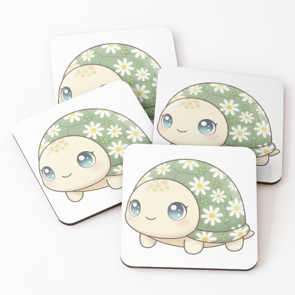 Item preview, Cute Turtle – Kawaii Shell Covered in Blossoms designed and sold by HappySproutArt.