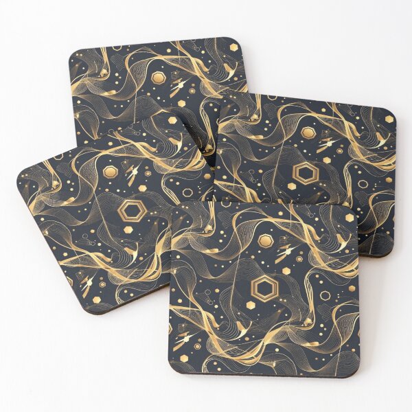 Item preview, Luxury Gold Flow – Metallic Golden Waves & Hexagons on Navy designed and sold by GuffyGlowVault.
