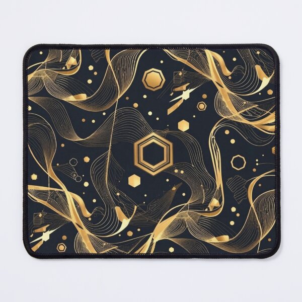 Item preview, Luxury Gold Flow – Metallic Golden Waves & Hexagons on Navy designed and sold by GuffyGlowVault.