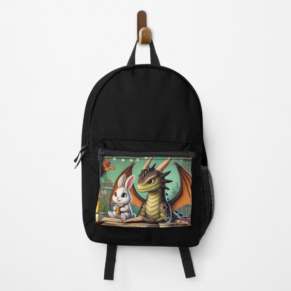 Item preview, The dragon and the rabbit enjoying books and coffee designed and sold by Dogandesighn.