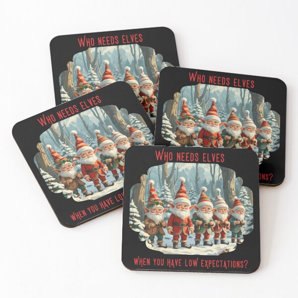 Item preview, Funny Christmas Elves – Low Expectations Holiday Humor - BLACK designed and sold by PAPIRO SIGLO XXI.