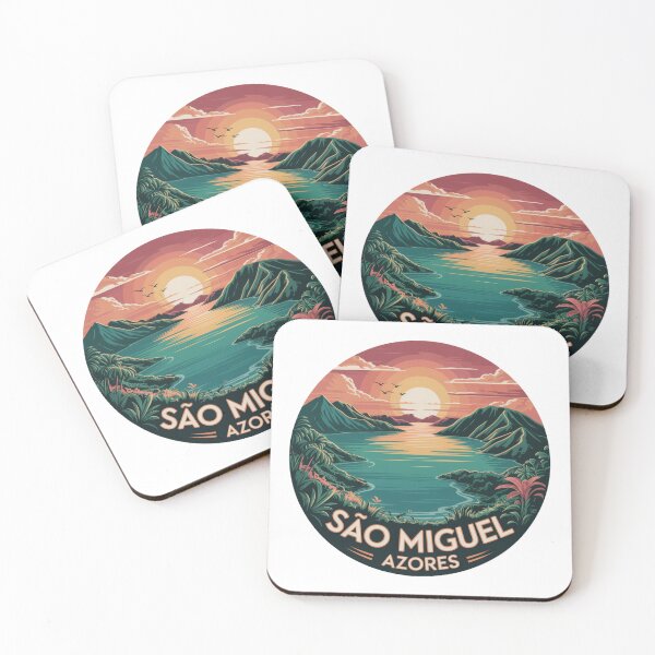 Item preview, São Miguel Azores Sunset Tropical Landscape - Retro Travel Illustration designed and sold by CircinusStore.